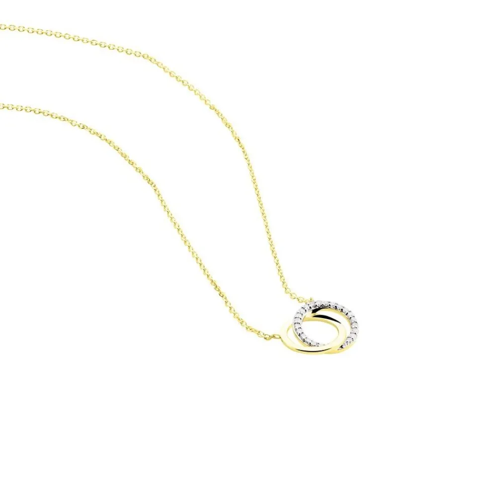 ABSOLU Damen Collier Gold Bicolor 375 (9 Karat) Diamant Weiß 0,07 ct Kreis|Marc Orian Outlet