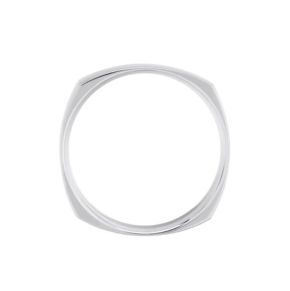 Alliance Carree Polie Or Blanc