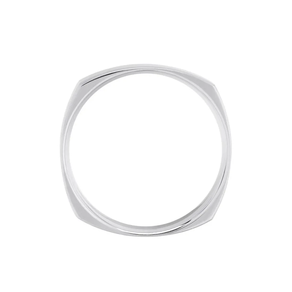 Alliance Carree Polie Or Blanc