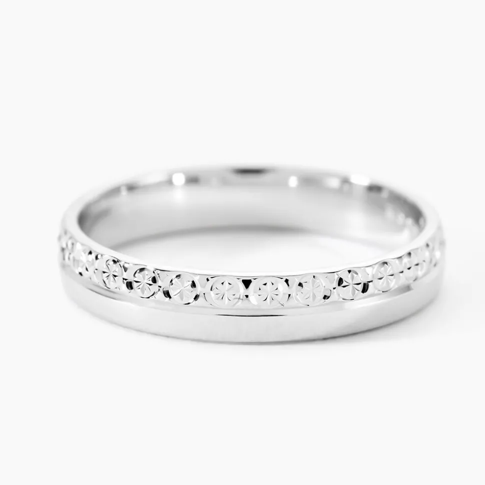 Alliance Fantaisie Diamantee Ruban Plat Or Blanc