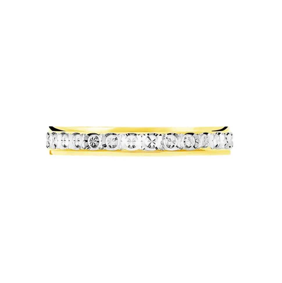 Alliance Fantaisie Diamantee Ruban Plat Or Bicolore