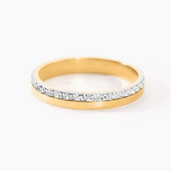 Alliance Fantaisie Diamantee Ruban Plat Or Bicolore