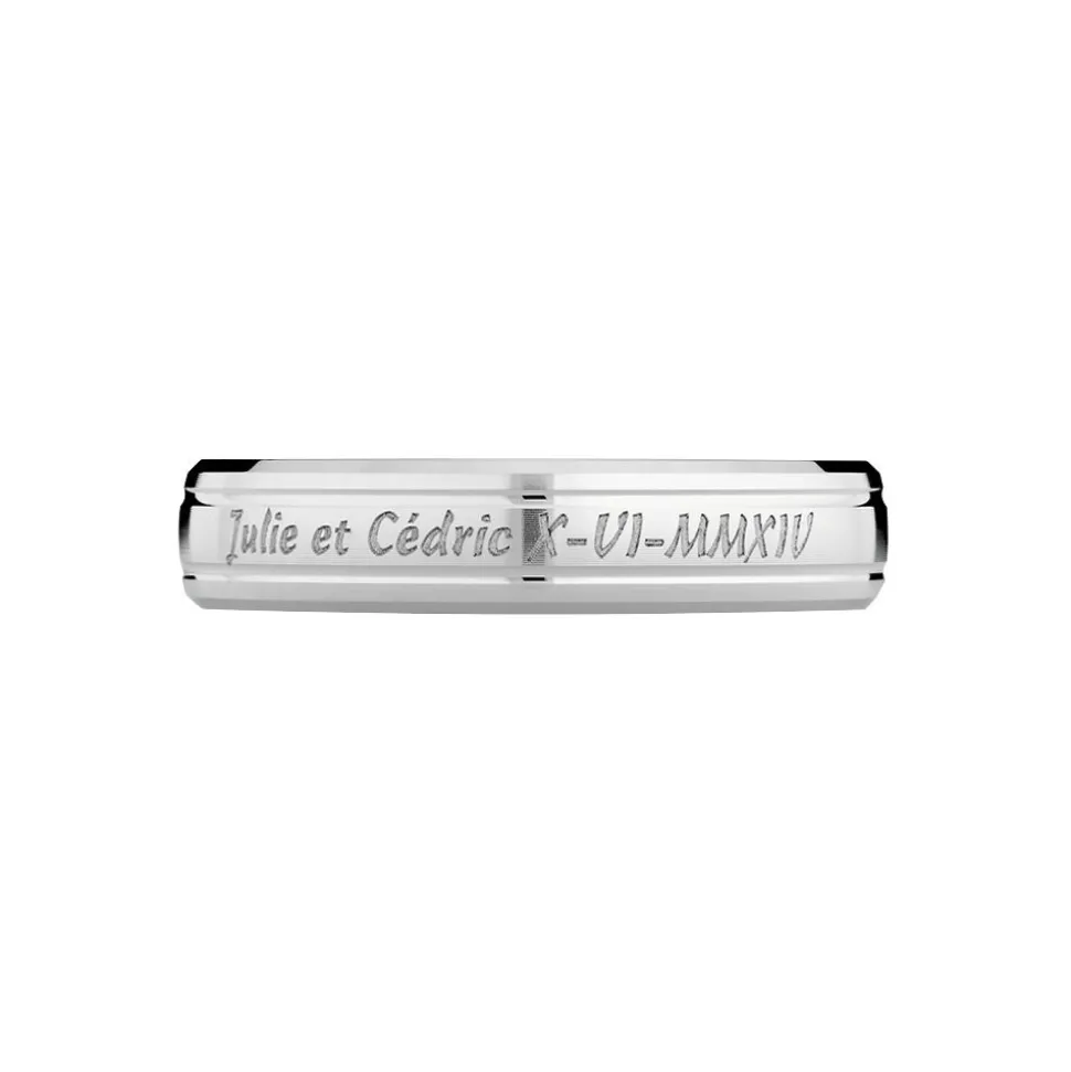 Alliance Fleur De Peau Ruban Bombé Or Blanc