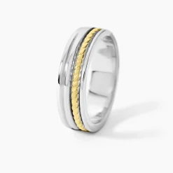 Alliance Leandro Ruban Argent Bicolore|Marc Orian Outlet