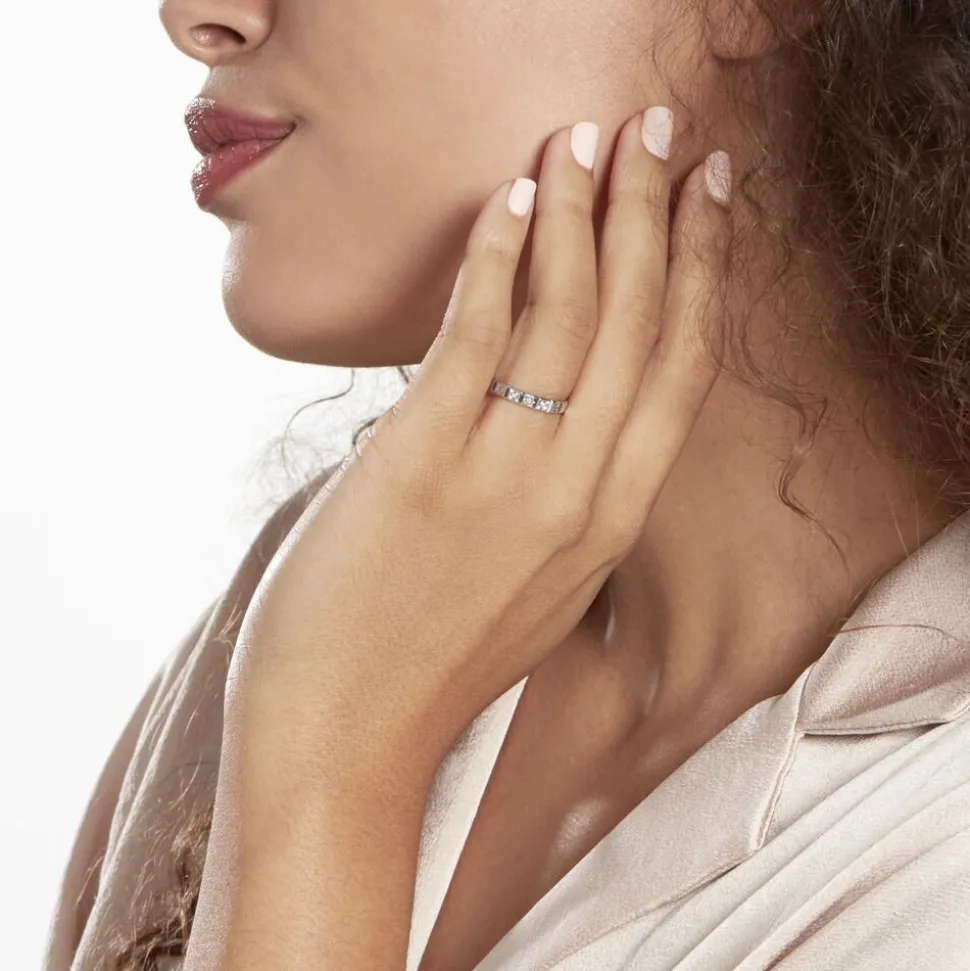 Alliance Marya Carree Diamantee Ruban Plat Or Blanc