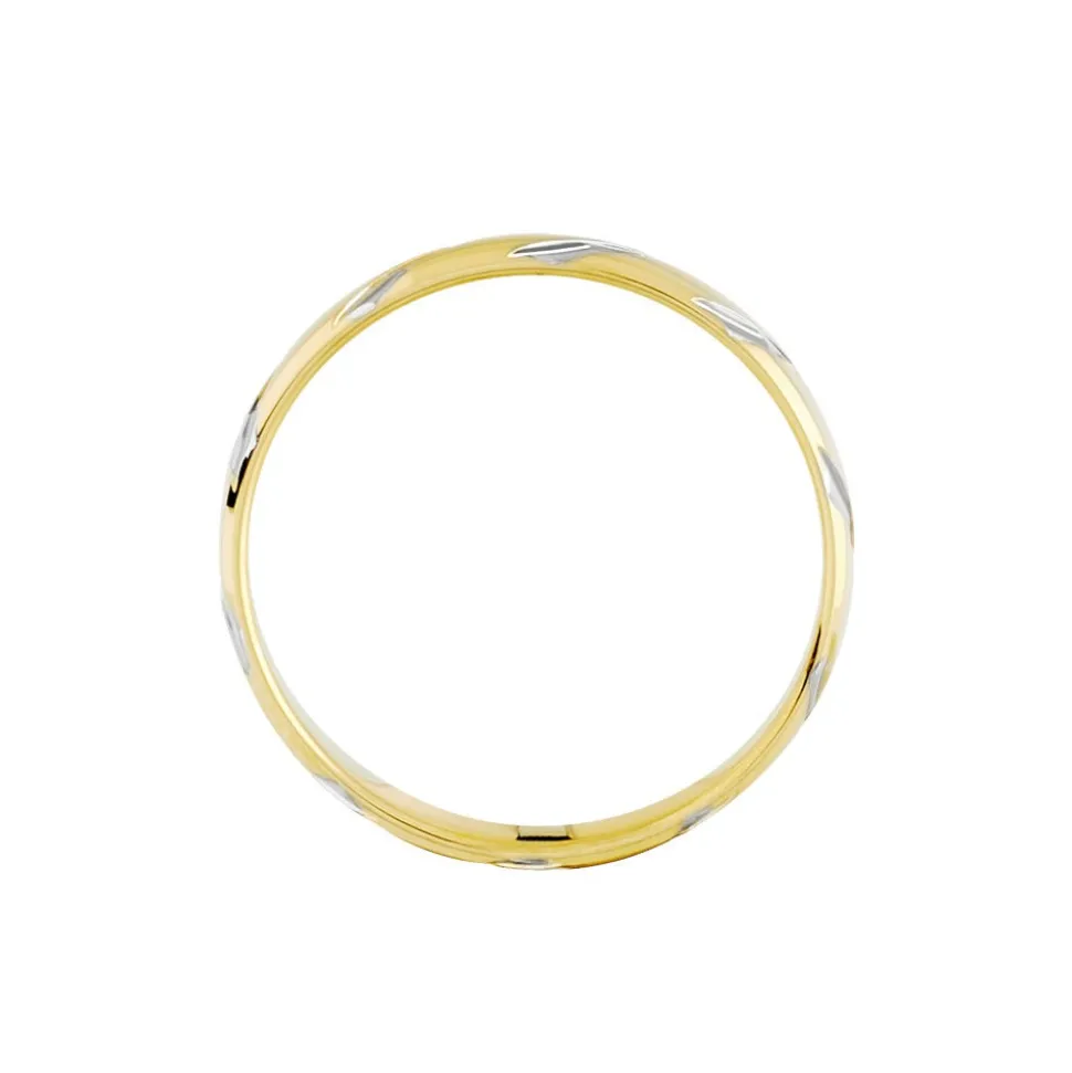 Alliance Strie Fantaisie Demi Jonc Classique Or Bicolore