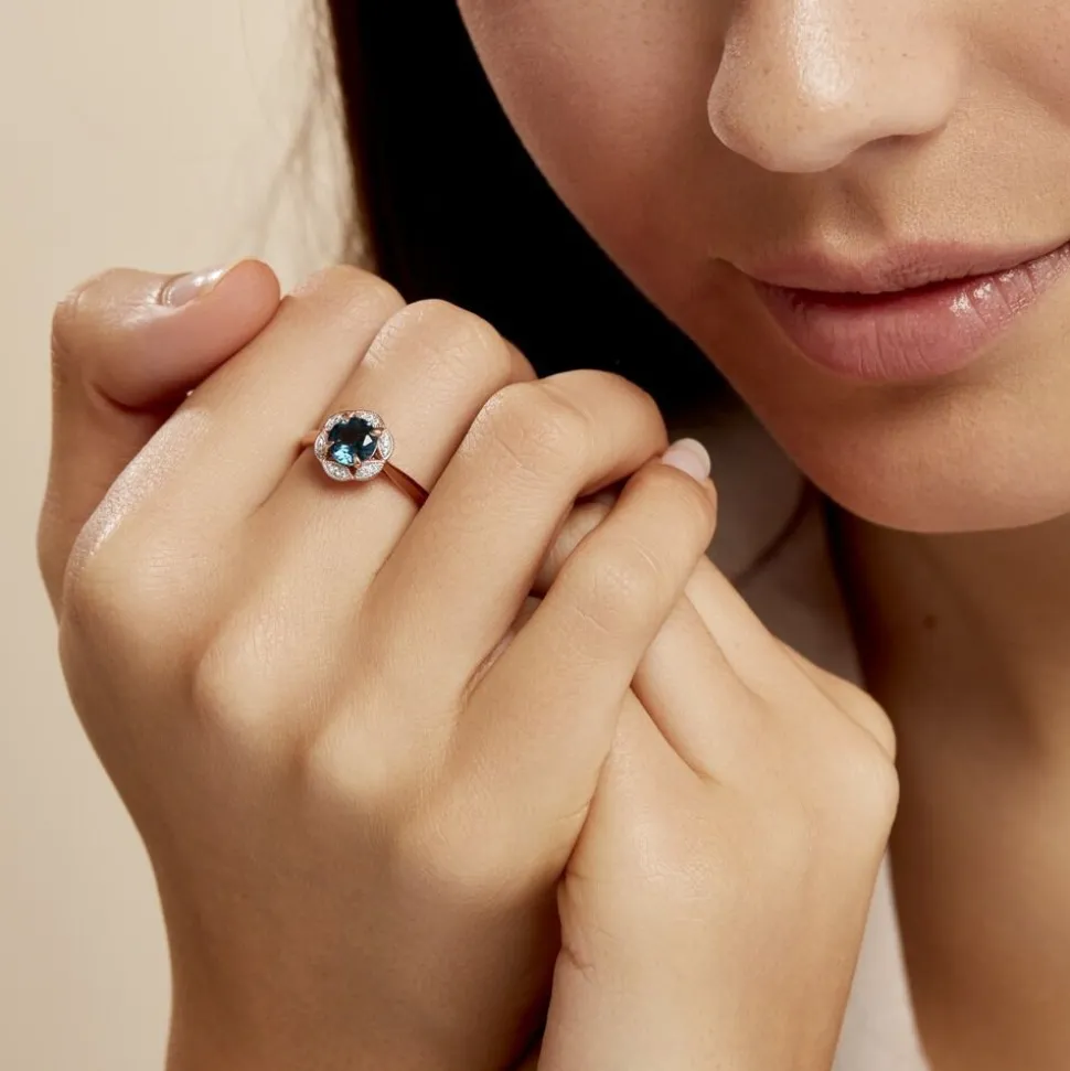 Bague Adryene Or Rose Topaze Et Oxyde De Zirconium
