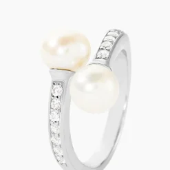 Bague Ajustable Argent Blanc Jeronimo Perle Oxydes De Zirconium|Marc Orian Discount