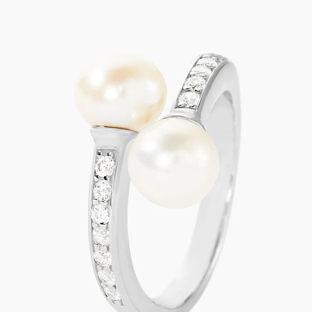 Bague Ajustable Argent Blanc Jeronimo Perle Oxydes De Zirconium|Marc Orian Discount