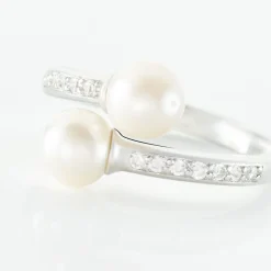 Bague Ajustable Argent Blanc Jeronimo Perle Oxydes De Zirconium|Marc Orian Discount