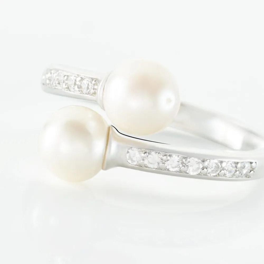 Bague Ajustable Argent Blanc Jeronimo Perle Oxydes De Zirconium|Marc Orian Discount