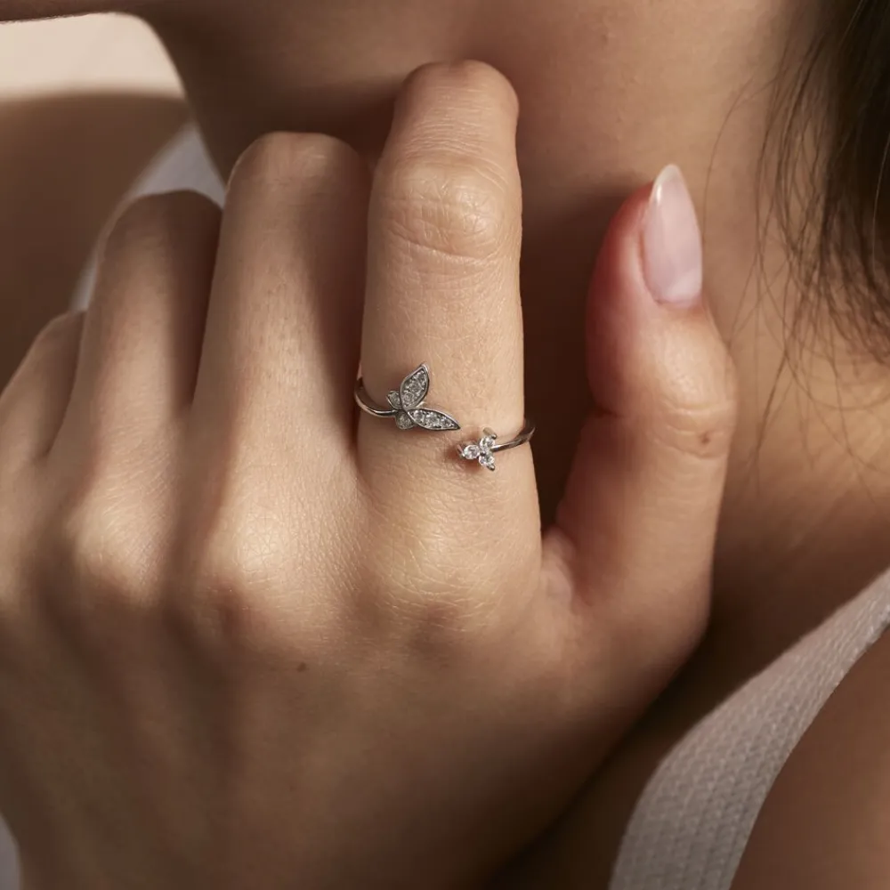 Bague Ajustable Cadfan Argent Blanc Oxyde De Zirconium|Marc Orian Hot