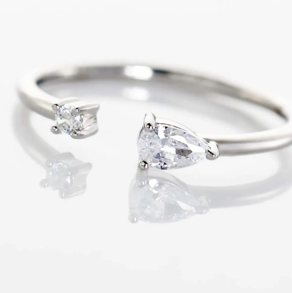 Bague Ajustable Shou Argent Oxyde De Zirconium