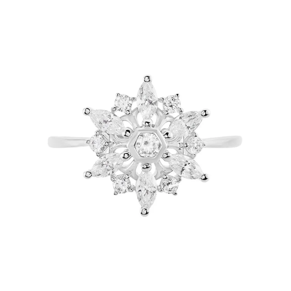 Bague Allassane Or Blanc Oxyde De Zirconium