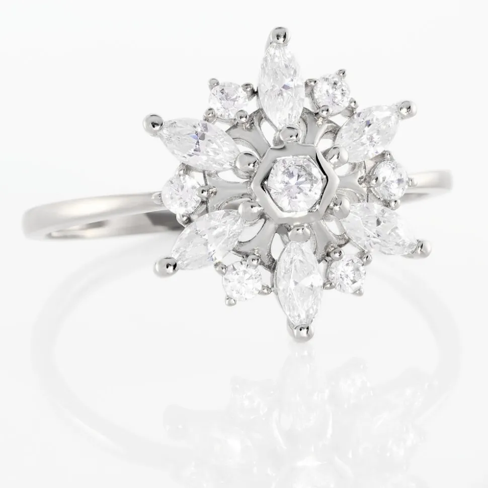 Bague Allassane Or Blanc Oxyde De Zirconium