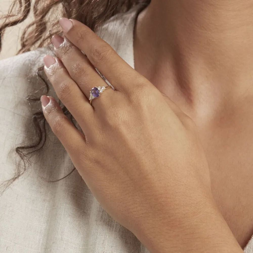 Bague Anaid Or Jaune Amethyste Et Oxyde De Zirconium|Marc Orian Outlet