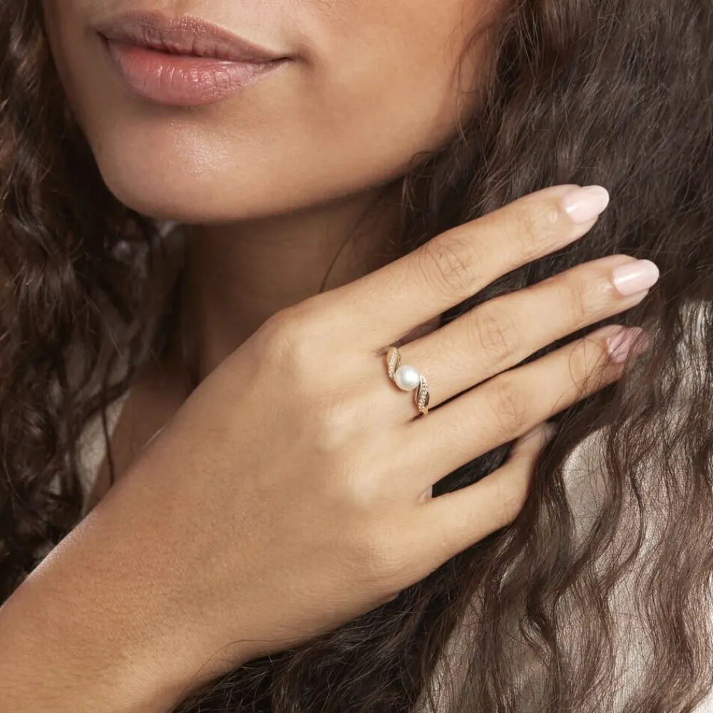 Bague Antoinette Or Jaune Perle De Culture Et Oxyde De Zirconium|Marc Orian Outlet