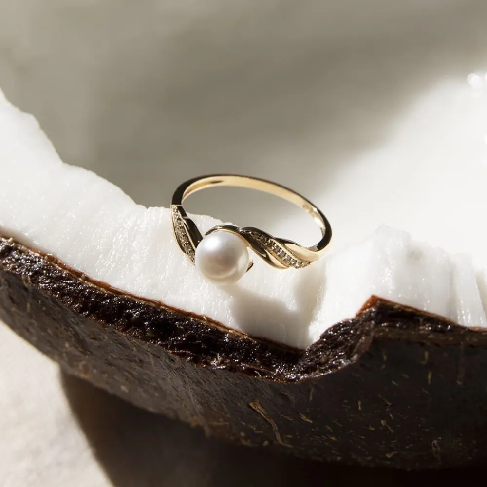 Bague Antoinette Or Jaune Perle De Culture Et Oxyde De Zirconium|Marc Orian Outlet
