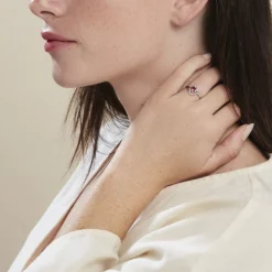 Bague Argent Blanc Clover Verre Oxydes De Zirconium