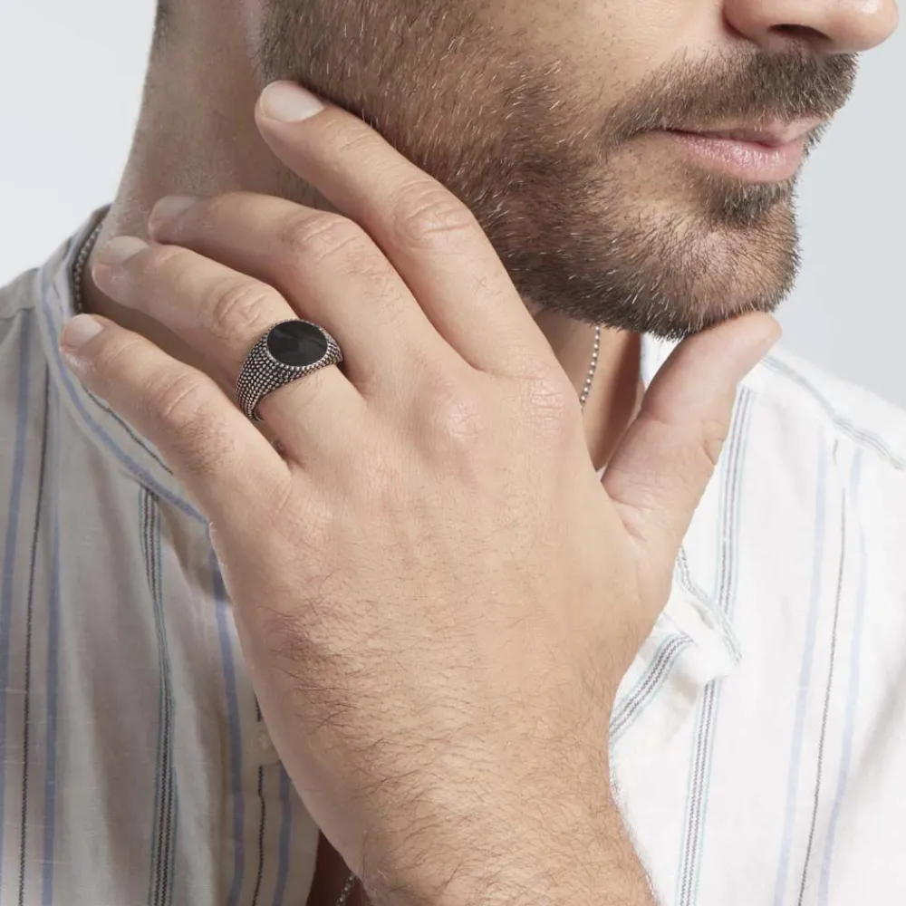 Bague Argent Blanc Tom Email Noir|Marc Orian Best