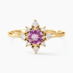 Bague Astrithr Or Jaune Améthyste Oxyde De Zirconium