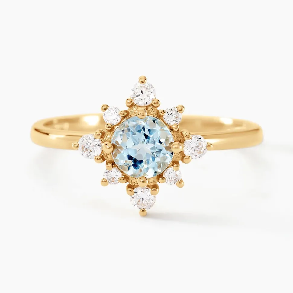 Bague Astrithr Or Jaune Topaze Oxyde De Zirconium