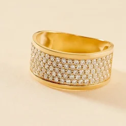 Bague Banda Or Jaune Oxyde De Zirconium