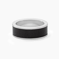 Bague Black Love Acier Bicolore