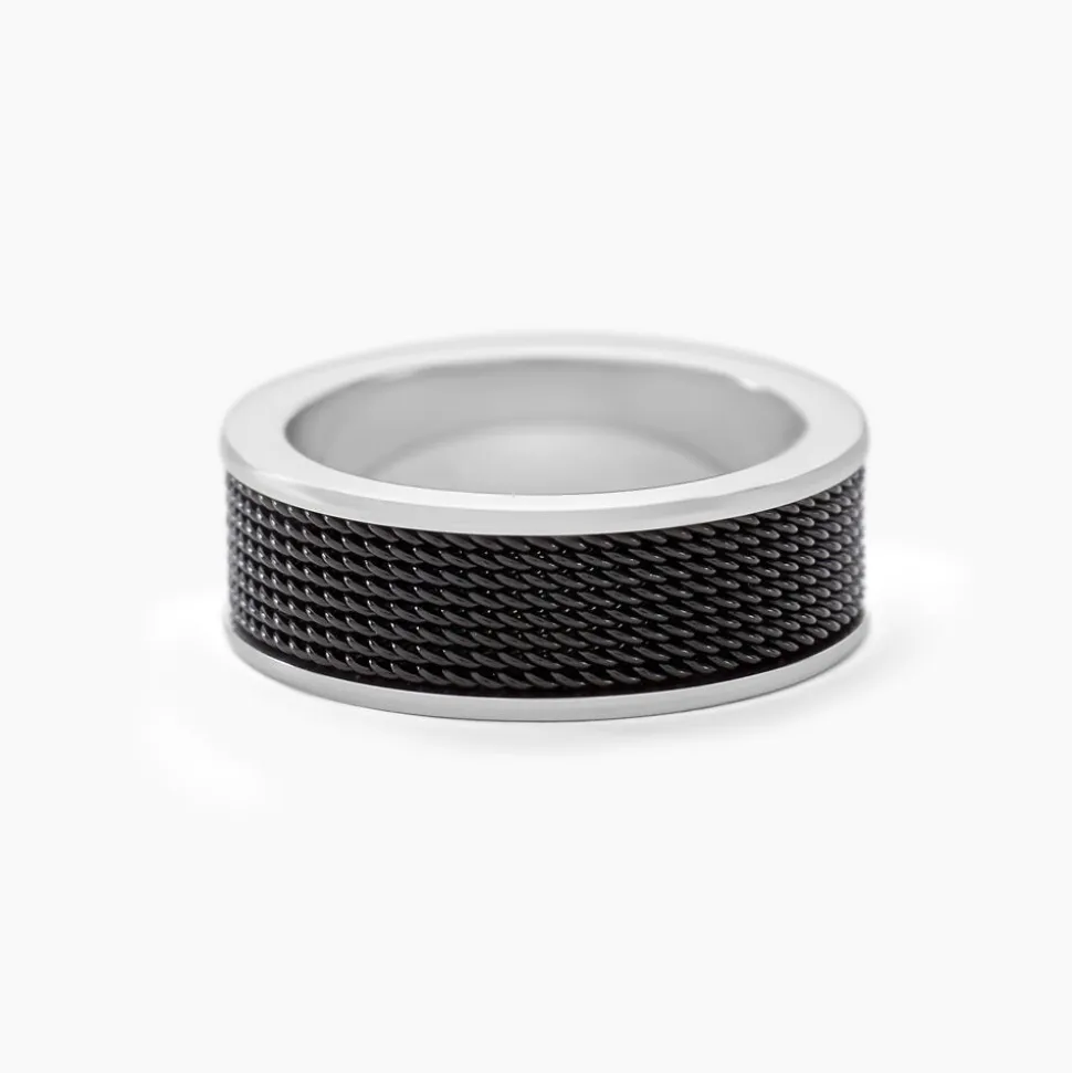 Bague Black Love Acier Bicolore