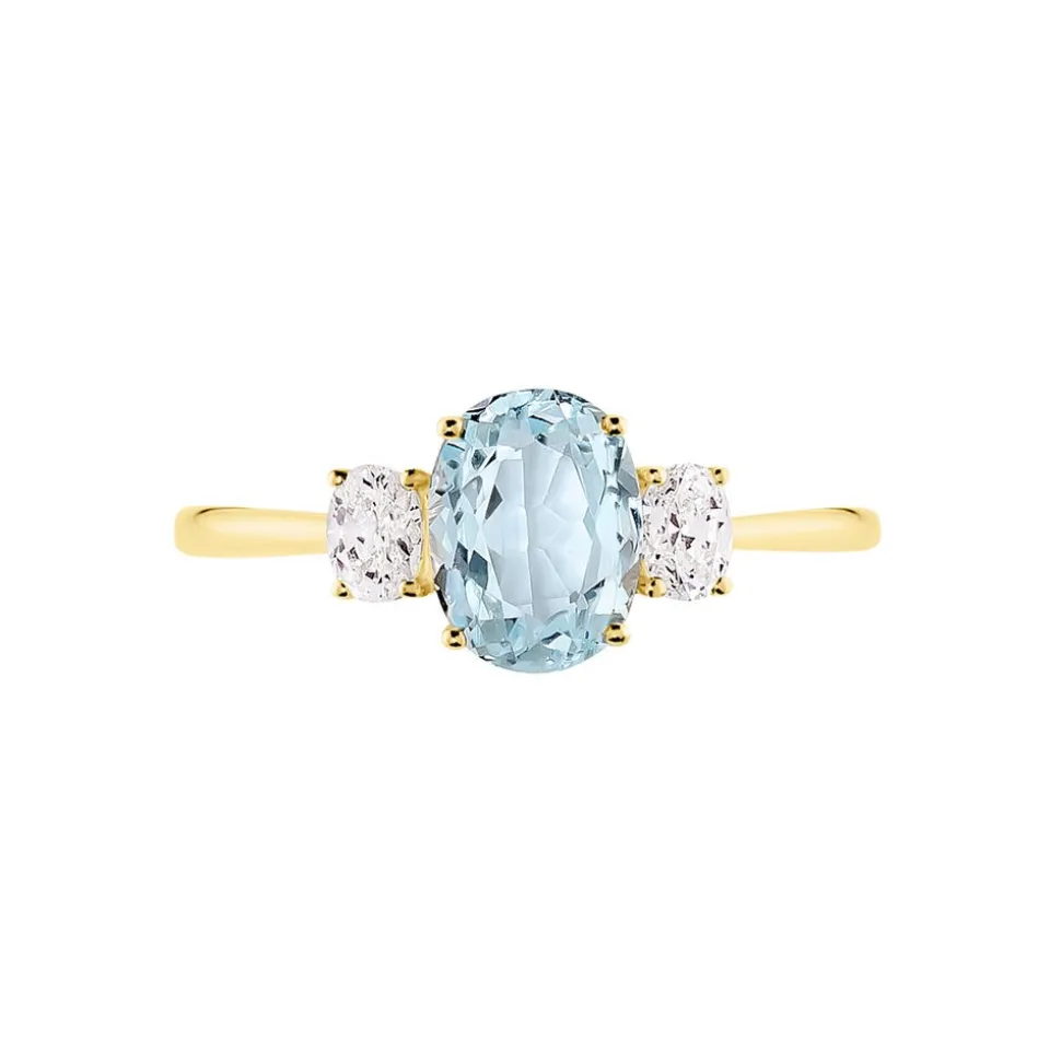 Bague Carroll Or Jaune Topaze Oxyde De Zirconium