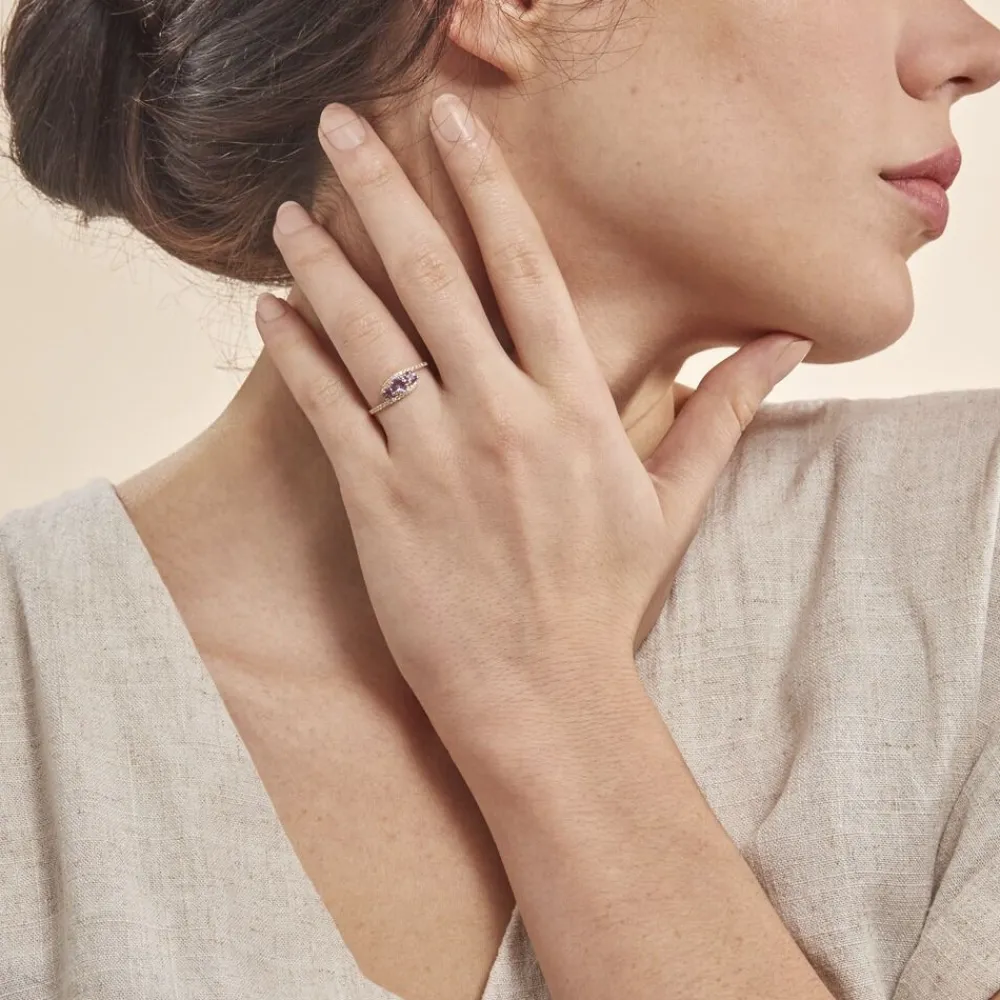 Bague Chloe Or Jaune Amethyste Et Oxyde De Zirconium|Marc Orian
