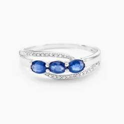 Bague Comete Or Blanc Saphir Et Diamant