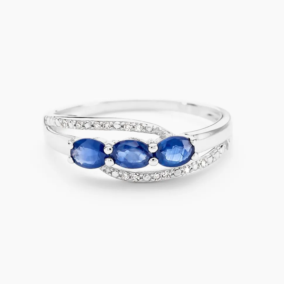 Bague Comete Or Blanc Saphir Et Diamant