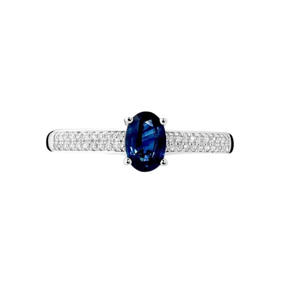 Bague Crista Or Blanc Saphir Et Diamant