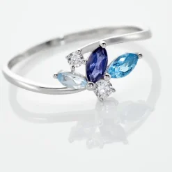 Bague Daurine Or Blanc Oxyde De Zirconium Iolite