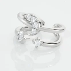 Bague D'hélix Unitaire Aphra Argent Blanc Oxyde De Zirconium