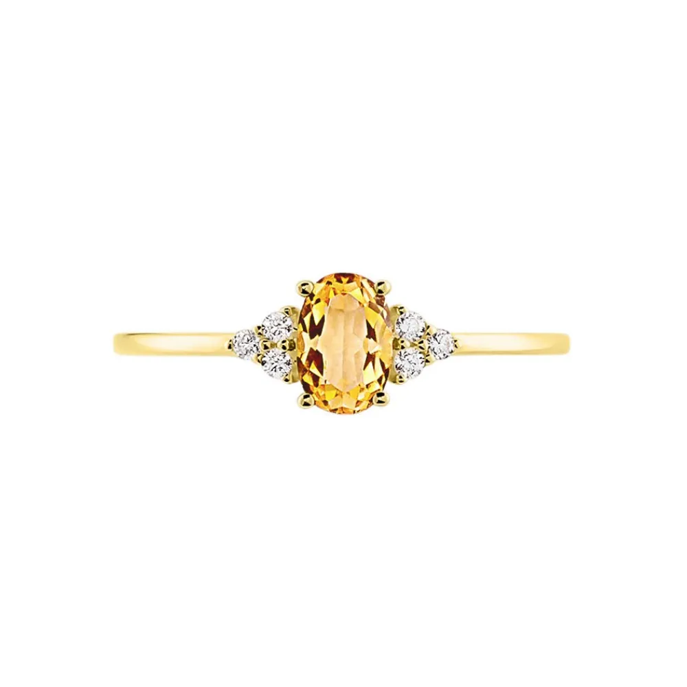 Bague Diapre Or Jaune Citrine Oxyde De Zirconium|Marc Orian New