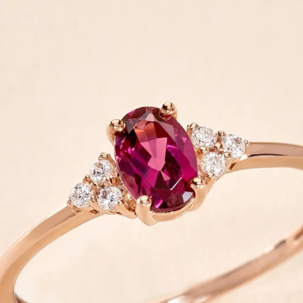 Bague Diapre Or Rose Rhodolite Oxyde De Zirconium|Marc Orian New