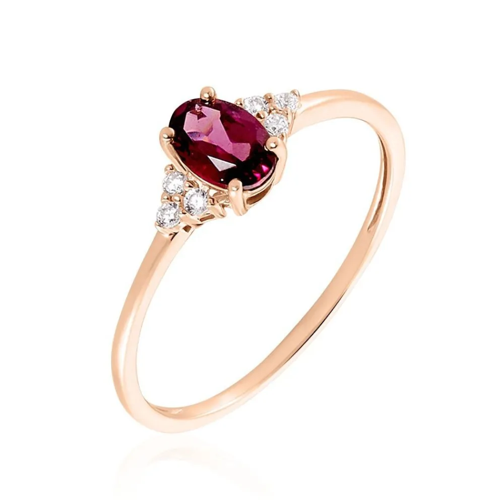 Bague Diapre Or Rose Rhodolite Oxyde De Zirconium|Marc Orian New