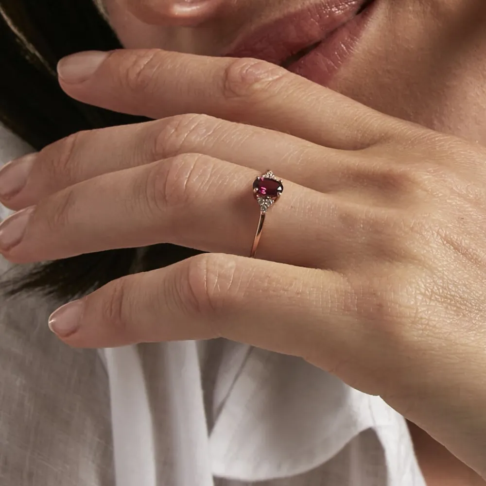 Bague Diapre Or Rose Rhodolite Oxyde De Zirconium|Marc Orian New