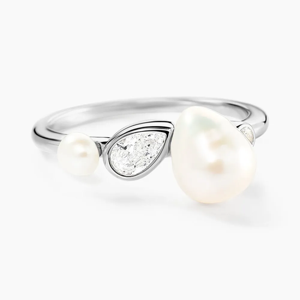 Bague Dua Argent Blanc Perle De Culture Oxyde De Zirconium|Marc Orian New