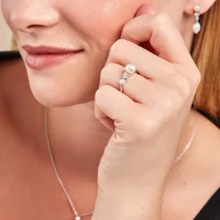 Bague Dua Argent Blanc Perle De Culture Oxyde De Zirconium|Marc Orian New