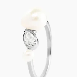 Bague Dua Argent Blanc Perle De Culture Oxyde De Zirconium|Marc Orian New