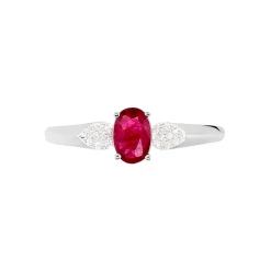 Bague Edgina Or Blanc Rubis Et Diamant