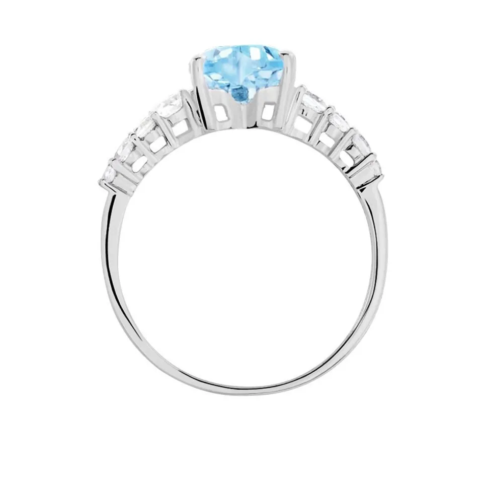 Bague Fany Or Blanc Topaze Et Oxyde De Zirconium