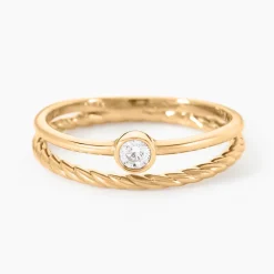 Bague Halo Plaque Or Jaune Oxyde De Zirconium|Marc Orian Hot