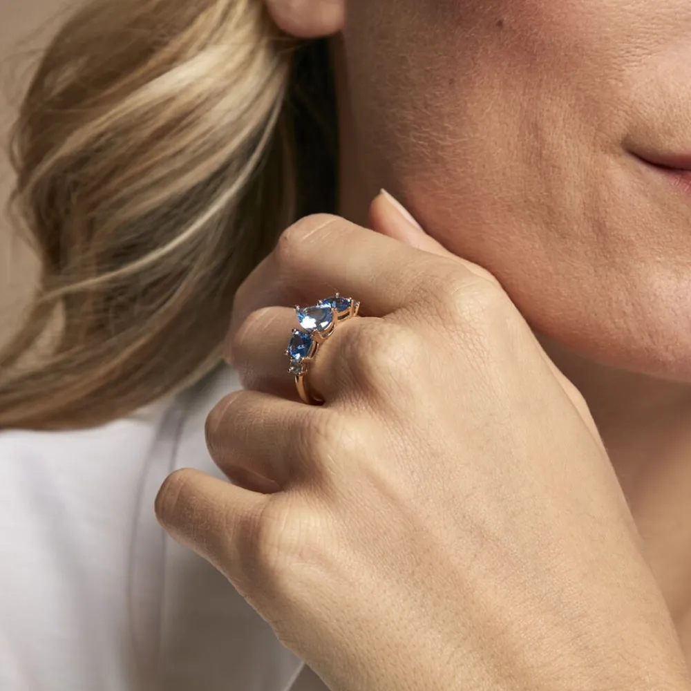 Bague Huffie Plaqué Or Jaune Pierre D'imitation|Marc Orian Clearance