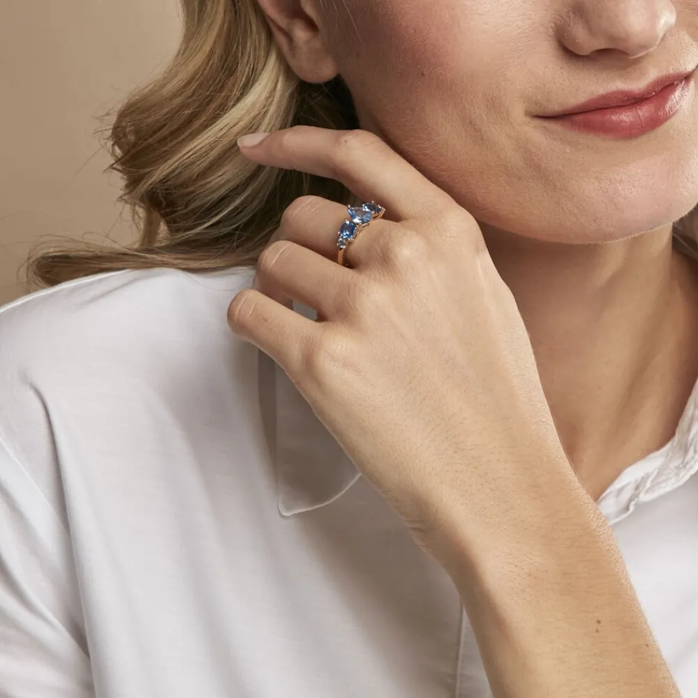 Bague Huffie Plaqué Or Jaune Pierre D'imitation|Marc Orian Clearance