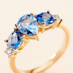 Bague Huffie Plaqué Or Jaune Pierre D'imitation|Marc Orian Clearance