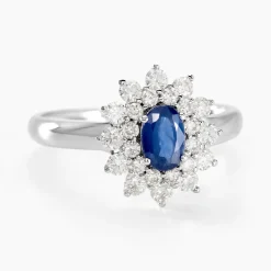 Bague Ivan Or Blanc Saphir Et Diamant